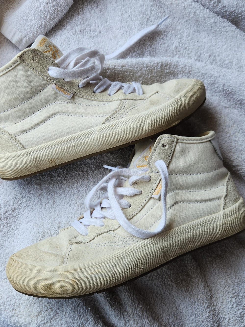 Vans Cream High-Top Canvas Sneakers for Women